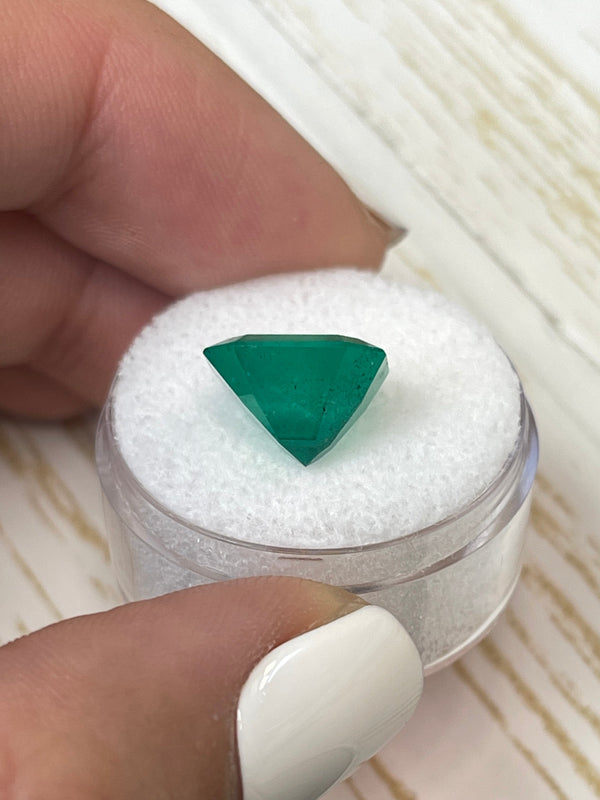 5.91 Carat 12x11 Deep Green Natural Loose Colombian Emerald- Emerald Cut