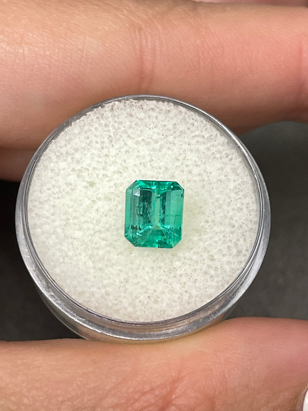 1.69 Carat Bright Bluish Green Loose Colombian Emerald- Emerald Cut