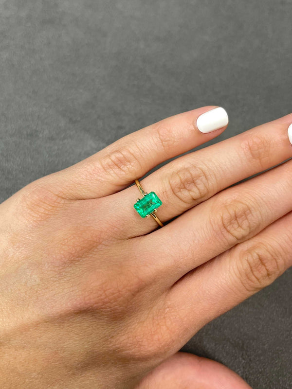 1.77 Carat Chromatic Green Natural Loose Colombian Emerald- Emerald Cut