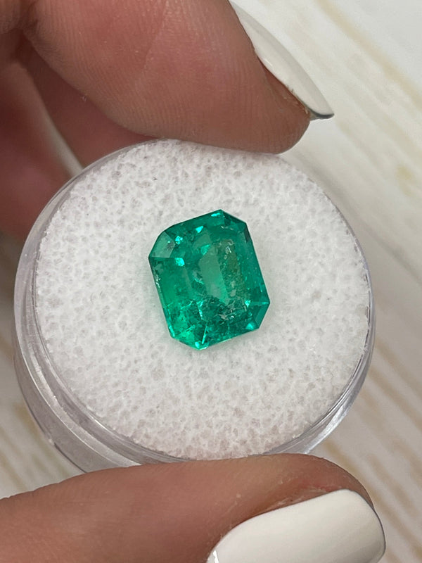 4.26 Carat 10x9 Vivid Green Natural Loose Colombian Emerald-Emerald Cut
