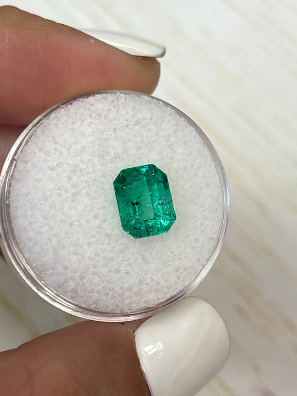 2.12 Carat 9x7 Freckled Bluish Green Natural Loose Colombian Emerald- Emerald Cut