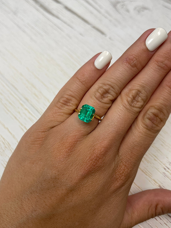4.26 Carat 10x9 Vivid Green Natural Loose Colombian Emerald-Emerald Cut