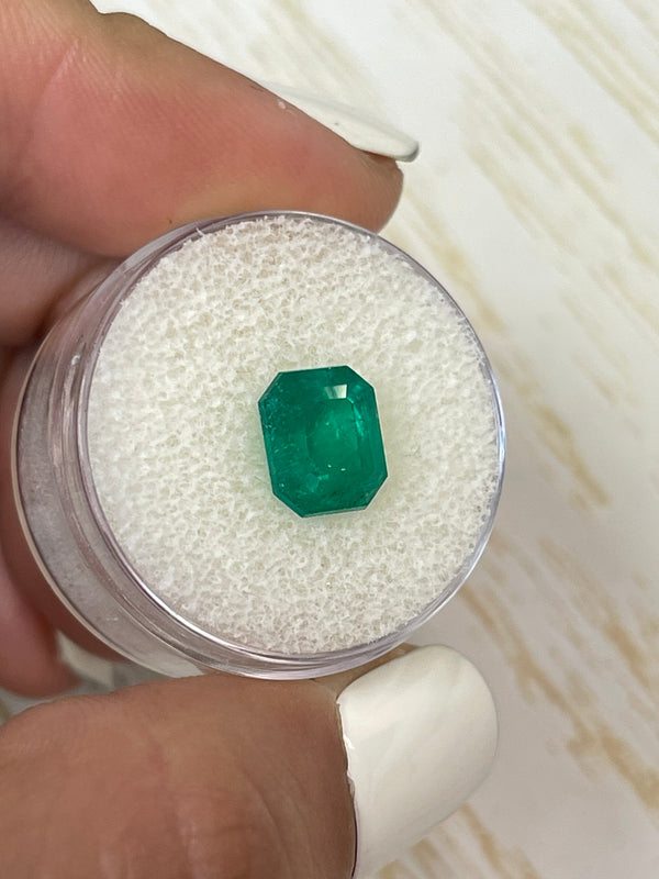 2.74 Carat 9x7.7 Deep Bluish Green Natural Loose Colombian Emerald- Emerald Cut