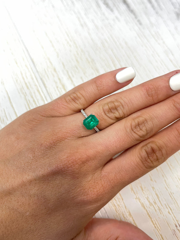 2.74 Carat 9x7.7 Deep Bluish Green Natural Loose Colombian Emerald- Emerald Cut