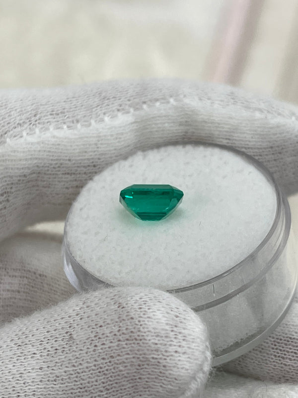 1.49 Carat 8x6 Vivid Bluish Green Classic Colombian Emerald- Emerald Cut