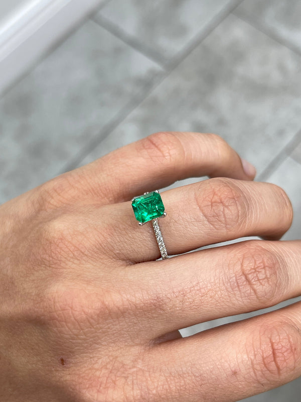 1.82 Carat 8x7 Vivacious Vivid Yellowish Green Loose Colombian Emerald-Emerald Cut