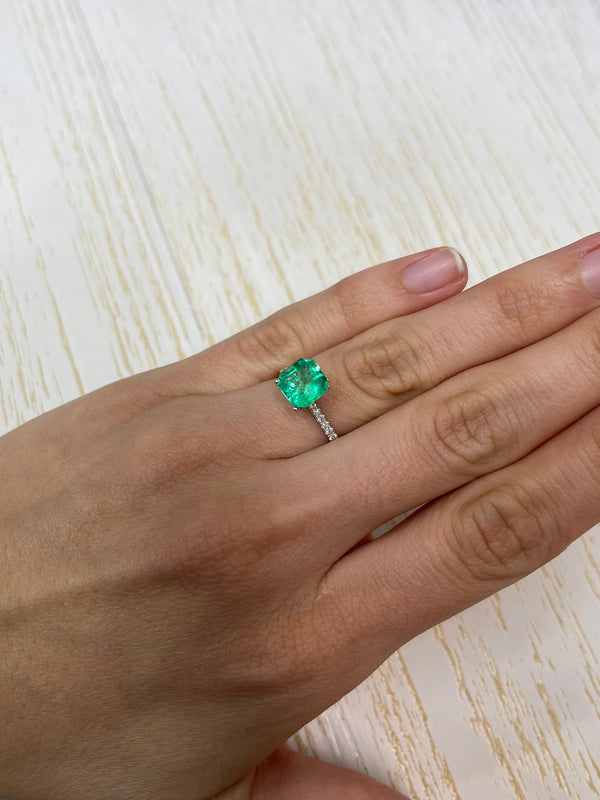 2.71 Carat Electric Yellowish Green Natural Loose Colombian Emerald- Asscher Cut