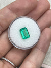 2.31 Carat 10x7 Freckled Medium Green Emerald Cut Colombian Emerald