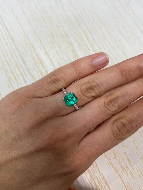 2.98 Carat GLOWING Vivid Green Natural Loose Colombian Emerald- Asscher Cut