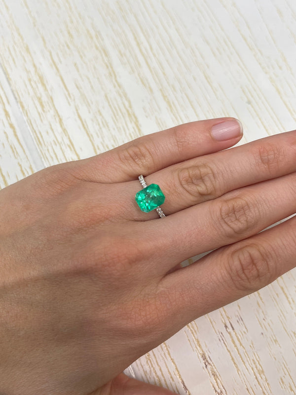 3.09 Carat 10x8 Electric Yellowish Classic Colombian Emerald-Emerald Cut