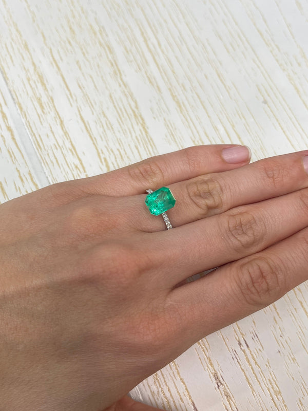 3.09 Carat 10x8 Electric Yellowish Classic Colombian Emerald-Emerald Cut