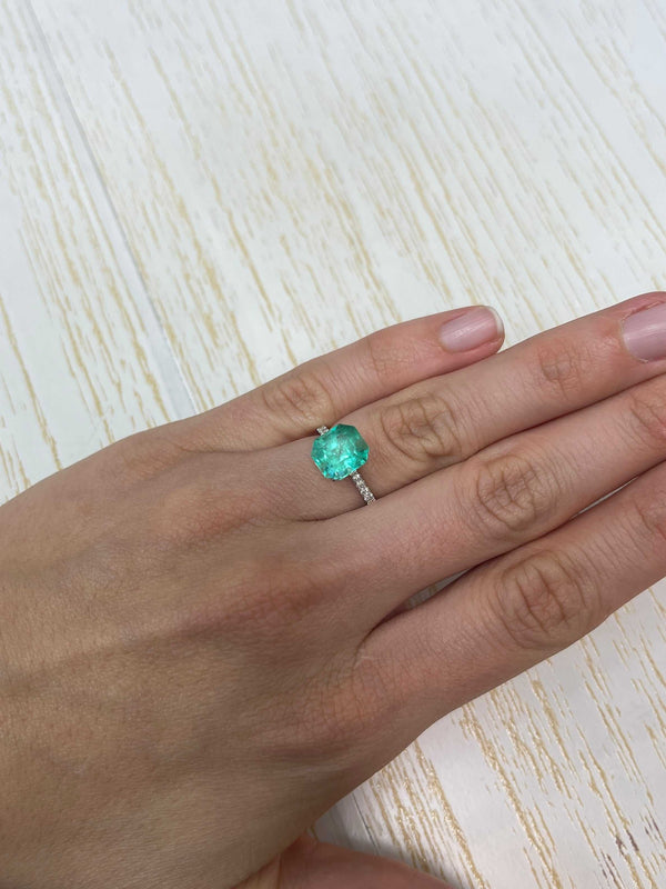 3.27 Carat 9.3x8.8 Natural Loose Colombian Emerald-Asscher Cut