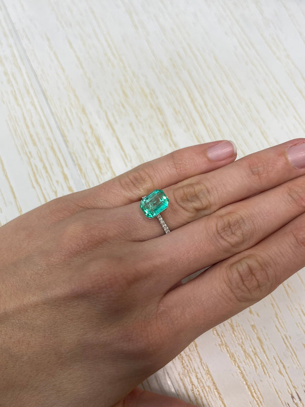 3.76 Carat 10.3x8.3 Transparent Green Natural Loose Colombian Emerald-Emerald Cut