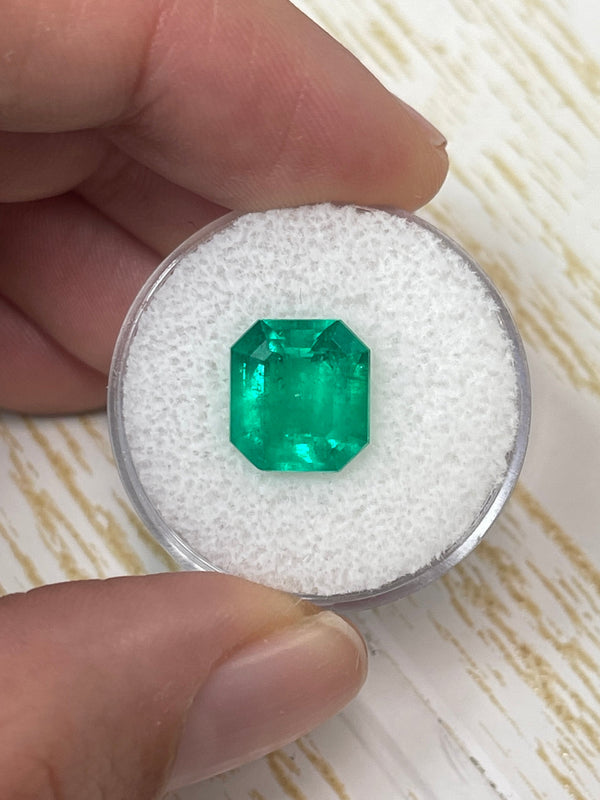 4.12 Carat 10.5x9.7 Vivid Yellowish Loose Colombian Emerald-Emerald Cut