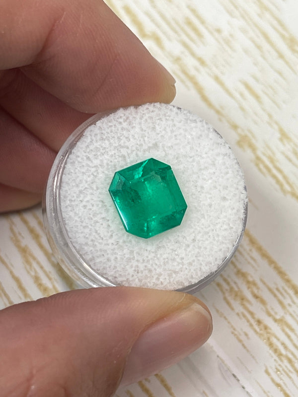 4.12 Carat 10.5x9.7 Vivid Yellowish Loose Colombian Emerald-Emerald Cut