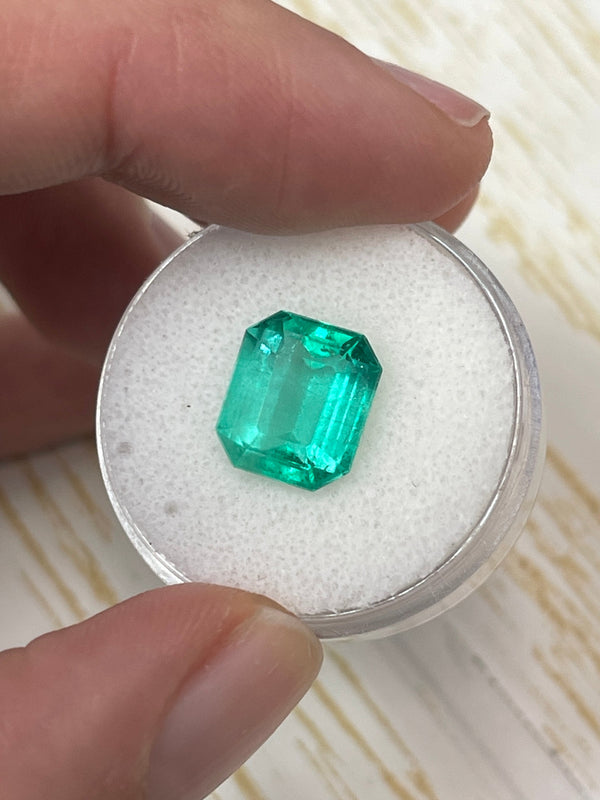 4.24 Carat 10.6x9 Bluish Green Natural Loose Colombian Emerald-Classic Emerald Cut