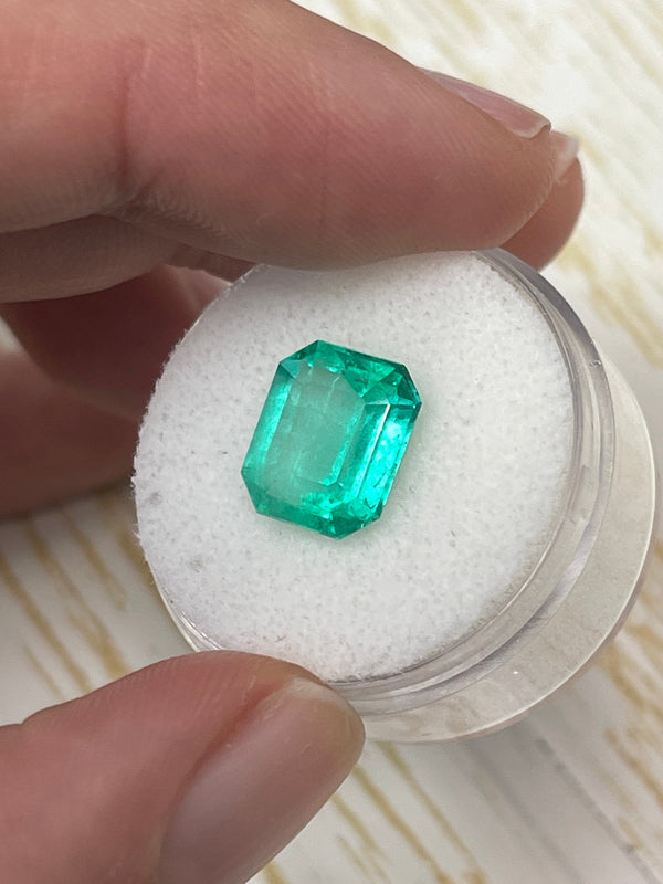 4.24 Carat 10.6x9 Bluish Green Natural Loose Colombian Emerald-Classic Emerald Cut