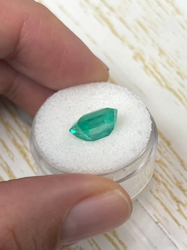 4.24 Carat 10.6x9 Bluish Green Natural Loose Colombian Emerald-Classic Emerald Cut