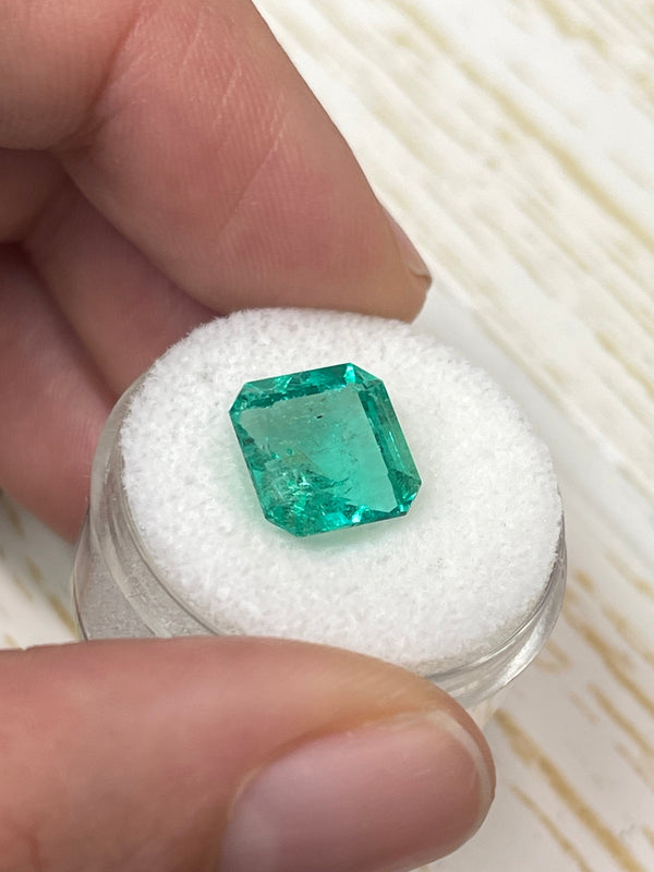 4.33 Carat 10x10 Vibrant Loose Colombian Emerald-Asscher Cut