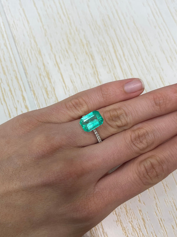 5.54 Carat 12.5x9 Spring Green Natural Loose Colombian Emerald-Elonageted Emerald Cut
