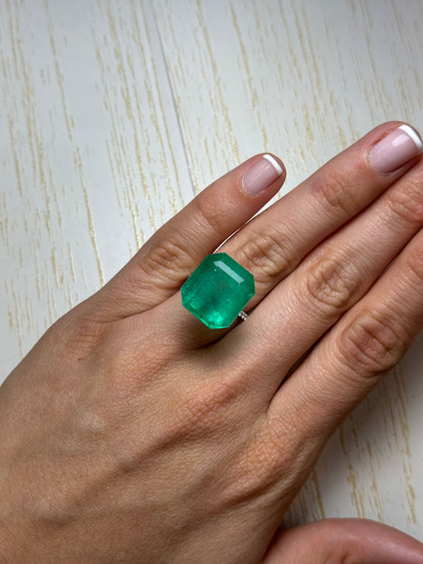 Large 23.85 Carat HUGE 17x15.6 Classic Natural Loose Colombian Emerald- Emerald Cut