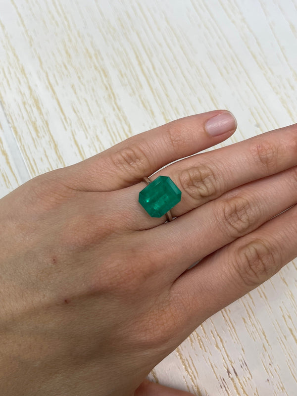 7.51 Carat 13.5x11 Deep Forest Green Emerald Cut Loose Colombian Emerald-Emerald Cut