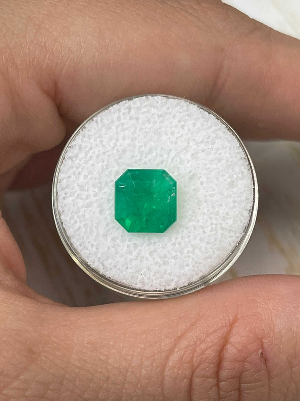 2.82 Carat 8.6x8.6 Vibrant Natural Loose Colombian Emerald-Asscher Cut