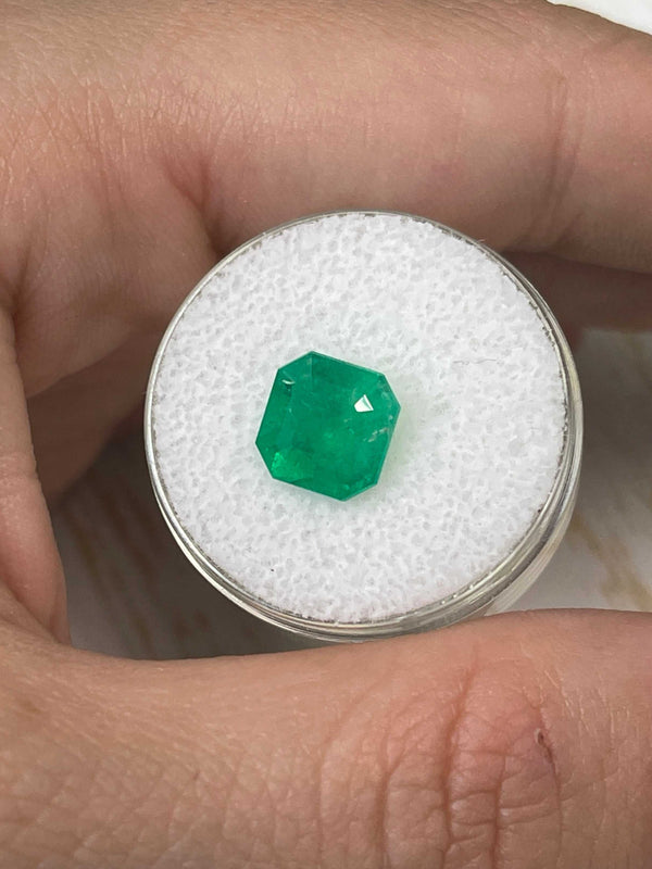 2.82 Carat 8.6x8.6 Vibrant Natural Loose Colombian Emerald-Asscher Cut