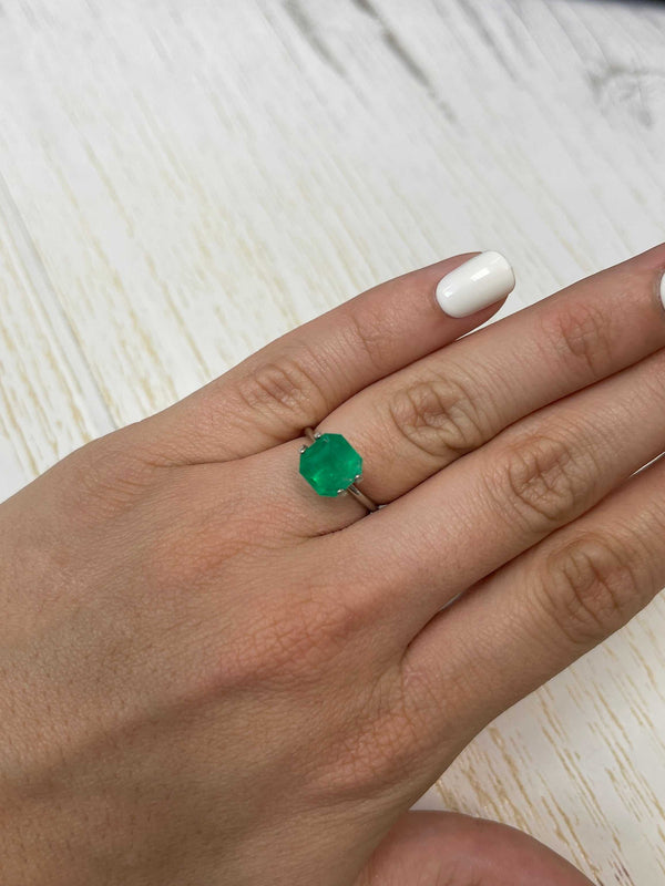 2.82 Carat 8.6x8.6 Vibrant Natural Loose Colombian Emerald-Asscher Cut