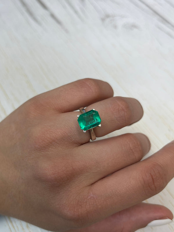 4.64 Carat 11x9 Vivacious Bluish Classic Green Natural Loose Colombian Emerald-Emerald Cut