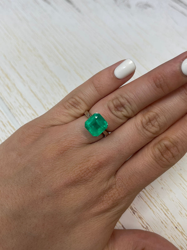 6.25 Carat Apple Green 11x11 Large Spread Natural Loose Colombian Emerald-Asscher Cut