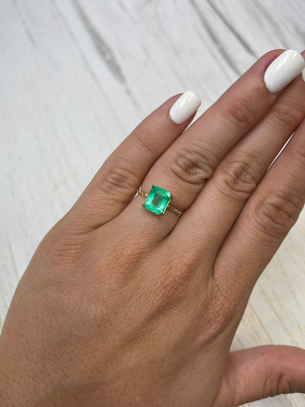 2.91 Carat Yellowish Green Natural Loose Colombian Emerald-Emerald Cut