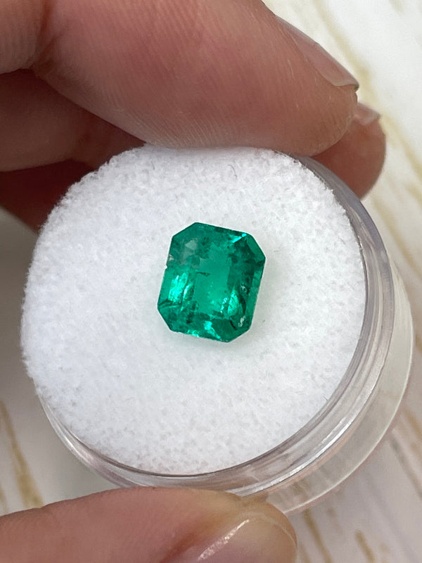 1.94 Carat 8.5x7 Freckled Green Natural Loose Colombian Emerald- Emerald Cut