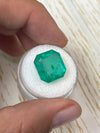 Large 11.64 Carat 14x14 Earthy Green Natural Loose Colombian- Asscher Cut