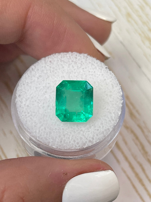 4.21 Carat Spring Yellowish Green Natural Loose Colombian Emerald-Chunky Emerald Cut