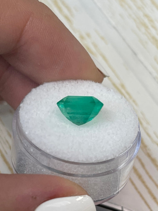 4.21 Carat Spring Yellowish Green Natural Loose Colombian Emerald-Chunky Emerald Cut