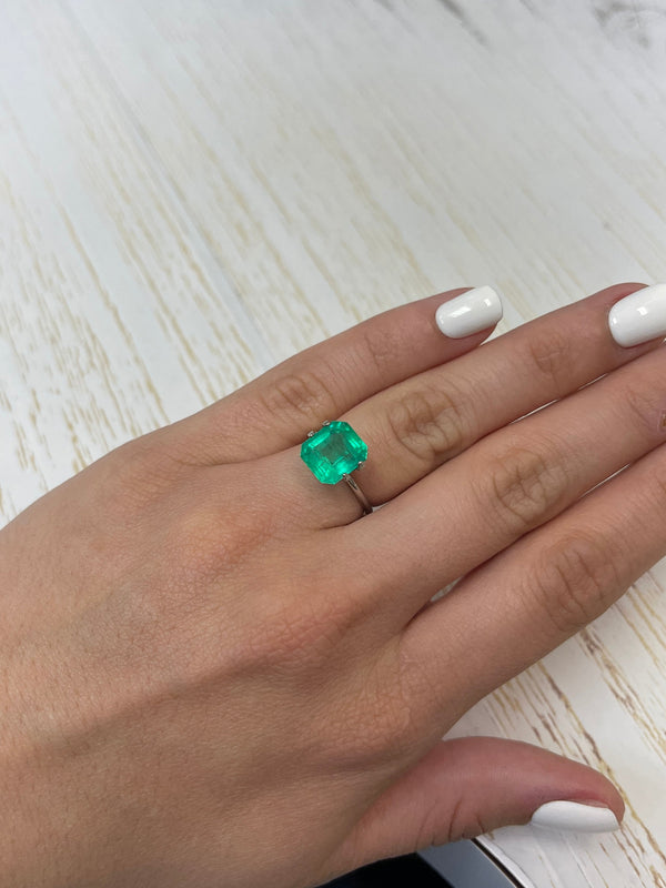 4.21 Carat Spring Yellowish Green Natural Loose Colombian Emerald-Chunky Emerald Cut