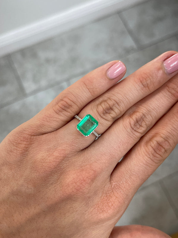 3.22ct Muzo Colombian Emerald Crystal Clear Yellowish Green Spready Cut 10.4x8.4mm Earth Mined Loose Gemstone