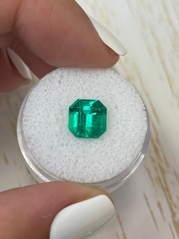 2.57 Carat GIA Vivid Bluish Green Natural Loose Colombian Emerald- Asscher Cut