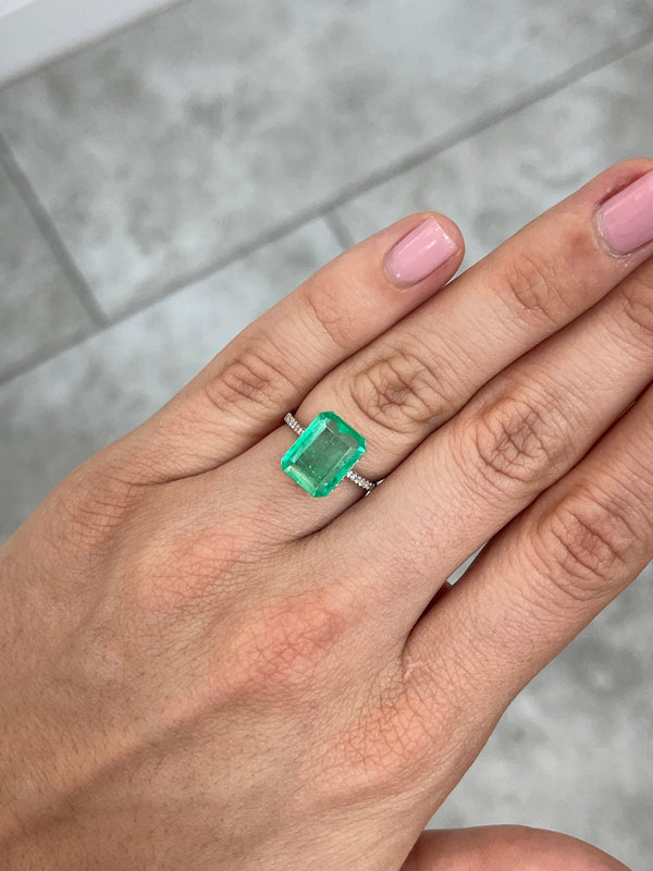 4.12 Carat 12x9 Portrait Cut Natural Loose Colombian Emerald-Emerald Cut