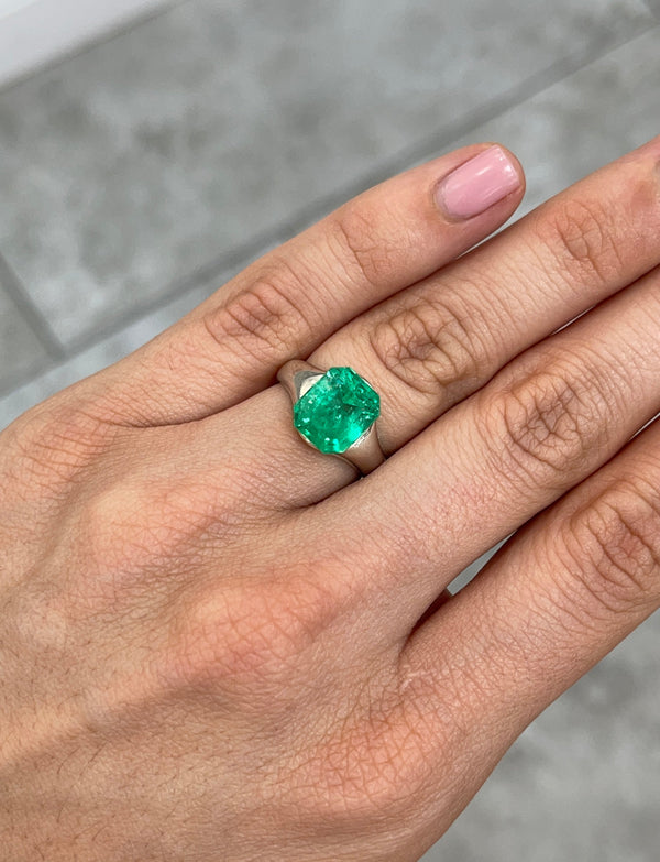 4.82 Carat 11x9 Gemmy Rich Green Natural Loose Colombian Emerald-Emerald Cut