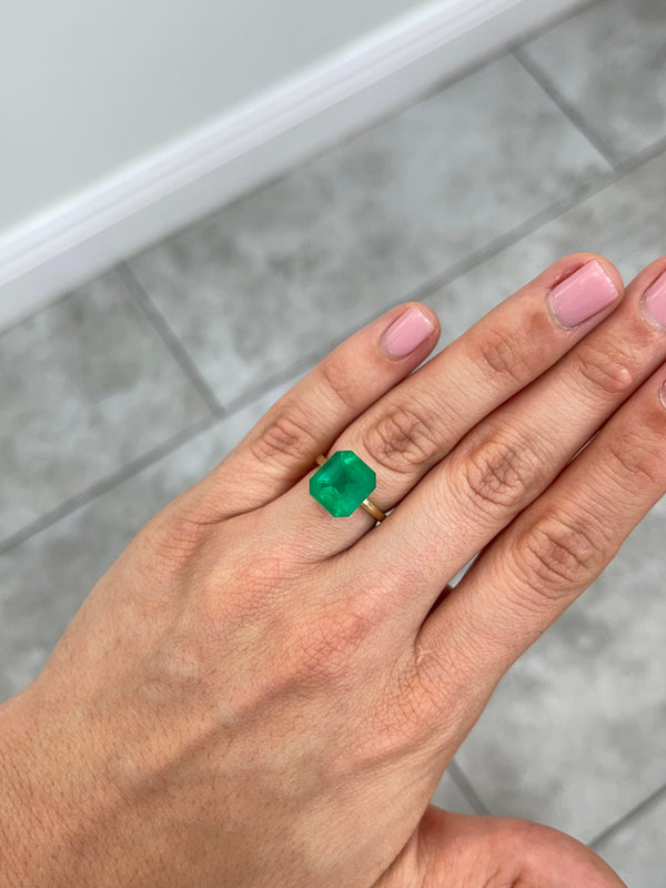 5.94 Carat 12x11 Deep Green Natural Loose Colombian Emerald- Emerald Cut