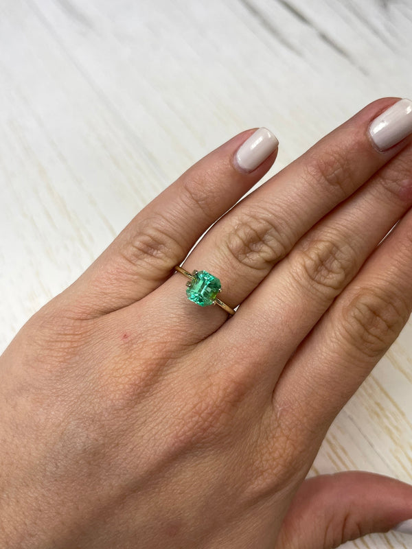 1.66 Carat VS Glowing Light Green Emerald Cut Natural Unset Colombian Emerald