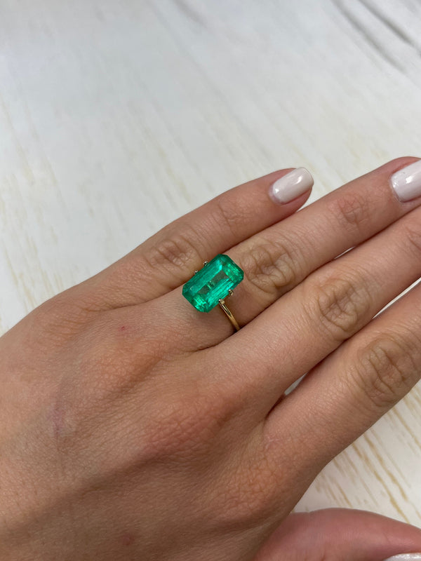 6.22 Carat 14x9 Bluish Green Emerald Cut Loose Colombian Emerald-Emerald Cut