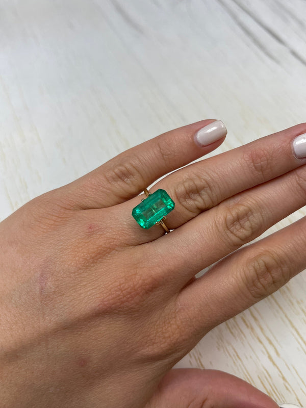 6.22 Carat 14x9 Bluish Green Emerald Cut Loose Colombian Emerald-Emerald Cut
