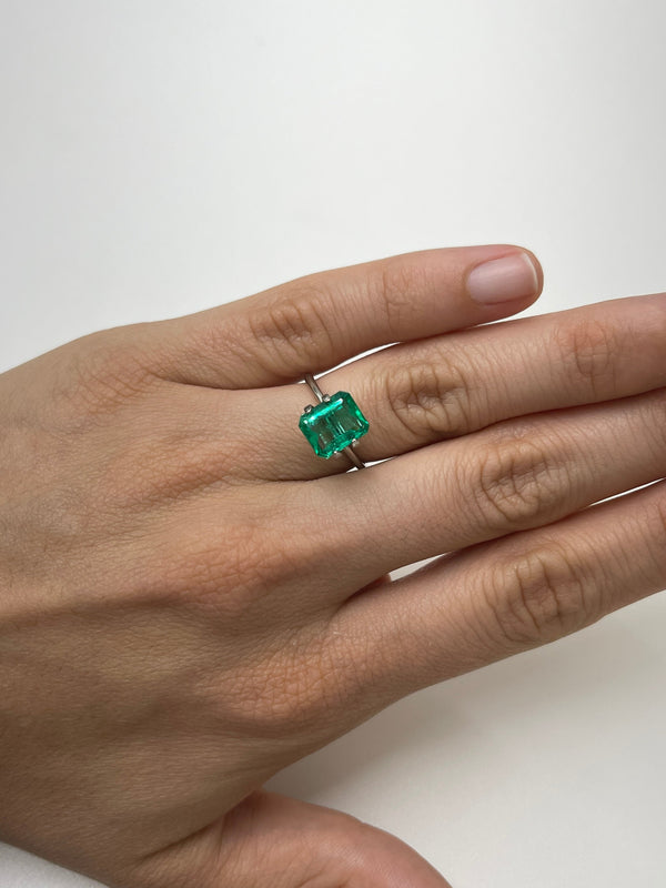 2.85 Carat 9.4x8 Crystalline Green Natural Loose Colombian Emerald- Emerald Cut