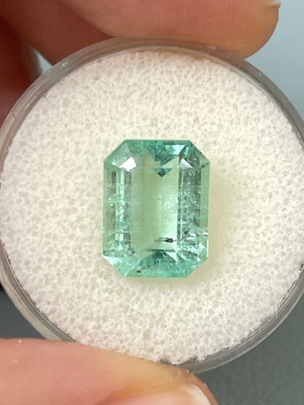 4.06 Carat 11x9 Freckled Light Green Natural Loose Colombian Emerald-Classic Emerald Cut
