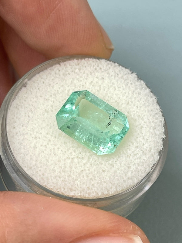 4.06 Carat 11x9 Freckled Light Green Natural Loose Colombian Emerald-Classic Emerald Cut