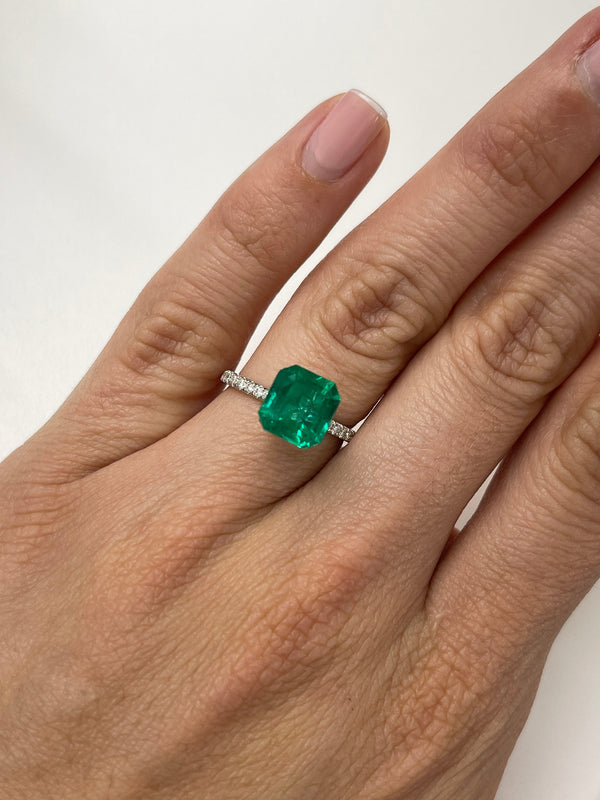 3.06 Carat AAA+ GIA Certified Muzo Green Natural Loose Colombian Emerald Asscher Cut