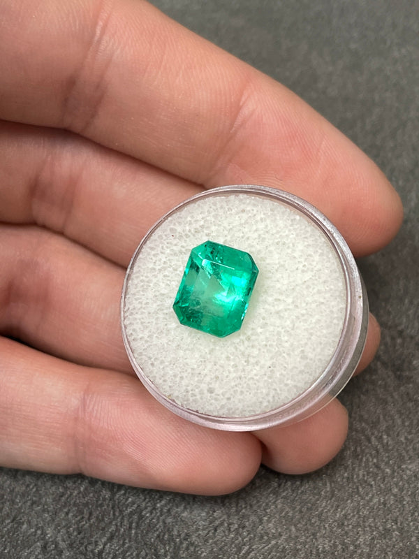 4.13 Carat 10x8 Vibrant Green Natural Loose Colombian Emerald-Classic Emerald Cut